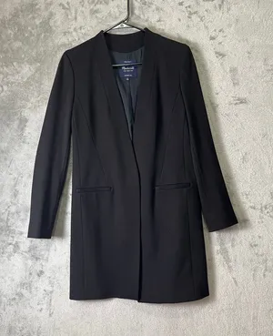 Madewell‎ Lauren Collarless Longline Blazer Jacket Black Minimalist Chic Size 4 thumbnail 1