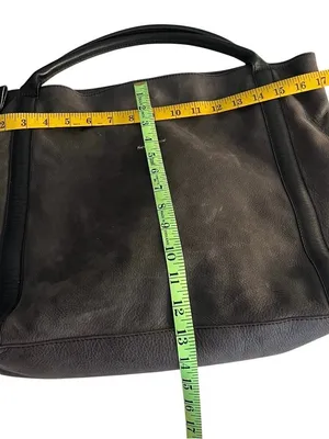 SEE by CHLOE Harriet Hobo Tote Charcoal Grey Nubuck Leather 2 Handles thumbnail 6