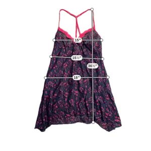 Secret Treasures Pink Navy Floral Lace Babydoll Chemise Sharkbite Hem Large‎ thumbnail 3
