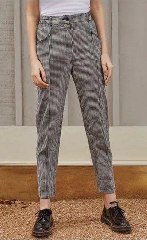 Urban Outfitters Checkered Tapered Trousers thumbnail 1
