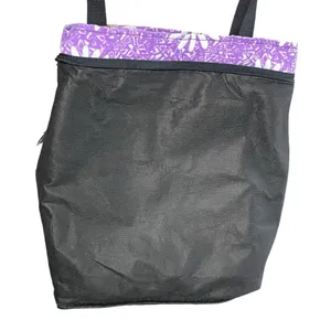 BLUE‎ SKY Cottagecore Boho Lavender Daisy Print Zip Closure Tote Bag thumbnail 7