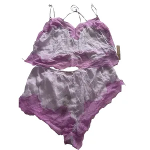 NWT SKIMS ROMANCE LACE CROPPED CAMI AND SHORT SET Sugar Plum Large thumbnail 7