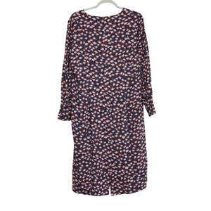 Boden Women's Size 12 Long Sleeve Midi Dress‎ Long Navy Pink Tulip Floral V-Neck thumbnail 8