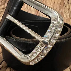 Fossil leather belt vintage crystal buckle‎ large thumbnail 3