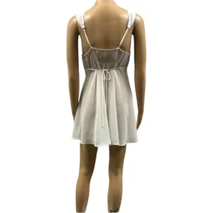 Anthropologie Flora Nikrooz Chemise Lingerie Ivory Embroidered Sequin Neckline M thumbnail 3