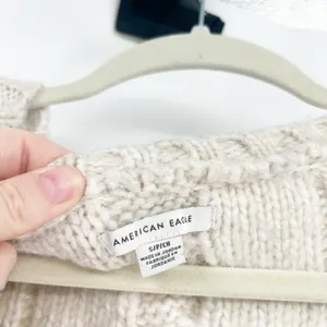 American Eagle Womens Wool Blend Fisherman Cable Knit Sweater‎ Vest Size S Beige thumbnail 6