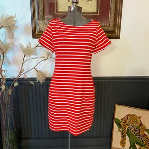 Tommy Bahama Jovanna Orange Stripe Lace-Up Shoulder Knit Dress Sz S 💚🎀 thumbnail 3