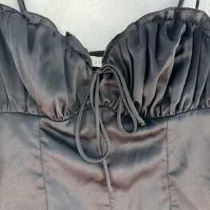 Y2K Gothic S Small Bustier Corset Top Black‎ Satin Lush Festival Punk Whimsigoth thumbnail 4