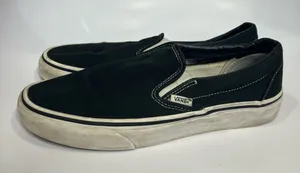 Vans slip on loafers sneakers black white unisex‎ sizing women's size 10 trendy thumbnail 1
