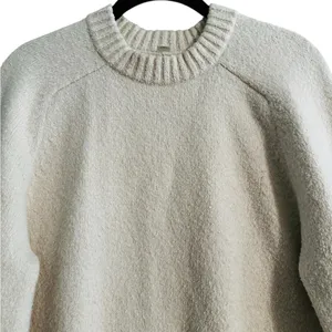 Lululemon Brushed Cotton Merino Blend Crewneck Sweater Ivory Preppy Size Small thumbnail 3