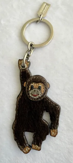 COACH Vintage Calf Hair Monkey Key Fob Bag Charm Keychain thumbnail 1