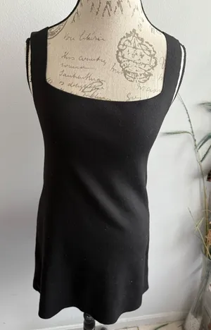 Free People Mini‎ Dress Black Sleeveless Square Neck Back Cut Out Party Cocktail thumbnail 1