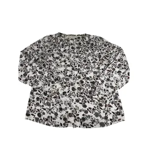 LOFT Black Cream Floral Button Down Blouse Small Office Workwear‎ Professional thumbnail 4