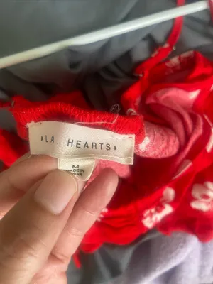 LA Hearts Red Floral Tie-Front Cami Crop Top thumbnail 9