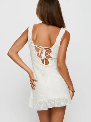 Princess Polly Feeling Alive Tie Back Mini Dress White thumbnail 2
