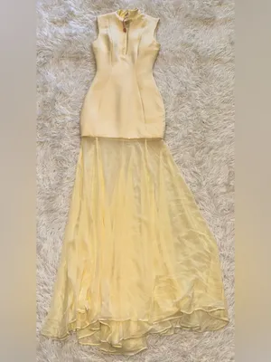 NEW HOUSE OF CB Raphaella Sleeveless Stretch Crepe Yellow butter Gown sz XS thumbnail 5