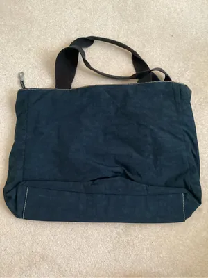 Rare Vintage Kipling Navy Shopper Tote School Work Laptop Bag with Keychain thumbnail 2