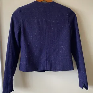 GAP Women's Deep Purple tweed Blazer vintage Y2K shoulder pads size 0 thumbnail 4