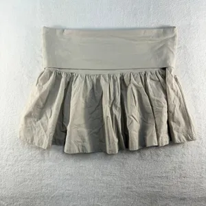 Free People‎ Large Milos Drop Waist Mini Skirt Pumice Stone Beige Fold Over NEW thumbnail 5