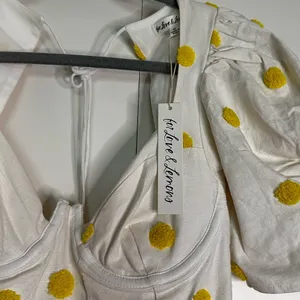 For Love And Lemons White and Yellow Mini Dress thumbnail 7