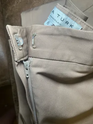 Trina Turk Sunset Wide Leg Pants Tan Khaki Nylon Cotton Stretch 231318 Size 6 thumbnail 9