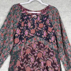 CAbi Size-L Festive Maxi Dress Retro Floral Paisley Print Blue Burgundy thumbnail 12