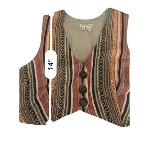 Earthbound Trading Co Woven Striped Cropped Boho Hippie Vest Women's XL thumbnail 6