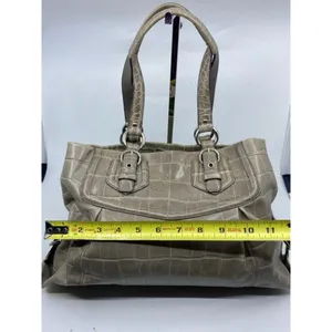 COACH Animal Embossed Leather Gray Shoulder Bag thumbnail 4