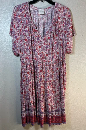 Knox Rose boho Floral V-Neck Dress SZ:L thumbnail 1