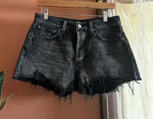 Denim Forum Aritzia The Ex Boyfriend Short Distressed Black 100%‎ Cotton Size 26 thumbnail 1