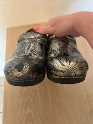 Dansko Black Metallic Floral Clogs for Women thumbnail 2