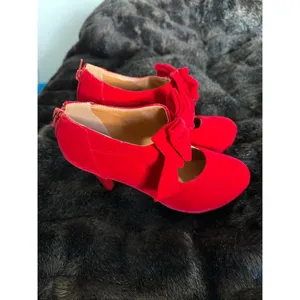Women's Bow Mary Jane Low Block Chunky Heels Pumps Round Toe Ankle 8.5 thumbnail 2