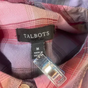 Talbots Button Up Shirt‎ Purple Plaid M thumbnail 8