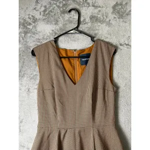 ModCloth Dark Academia Cottagecore Prairie Midi Dress Brown Houndstooth Size 6 thumbnail 2