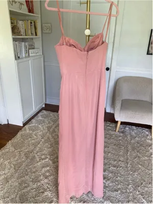 Azazie Kendall Kylie Maxi Dress Dusty Rose Formal Bridesmaid Satin Wedding Guest thumbnail 3