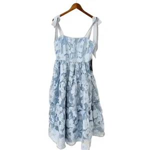 Lulus Proof of Perfection Blue Floral Tiered Tie-Strap Midi Dress size L NWT thumbnail 4