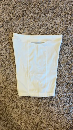 OFFLINE by Aerie high rise white biker shorts no front inseam, side pockets thumbnail 3