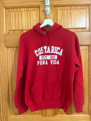 Costa Rica Pura Vida Size Small Red Hooded Sweatshirt thumbnail 2