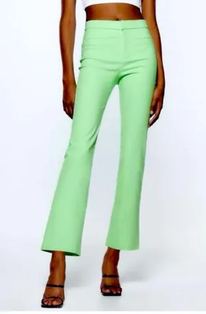 Zara Mint Green Flare Pants thumbnail 1