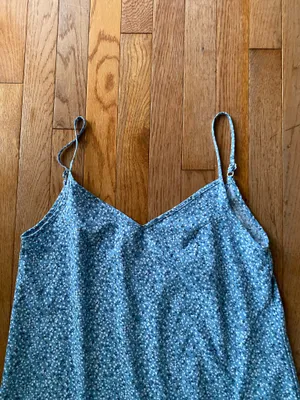 white and blue floral maxi shift dress thumbnail 2