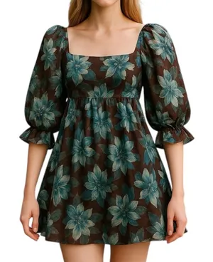 Milkmaid‎ Mini Dress Blue Brown Large thumbnail 1