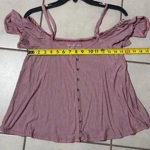 American Eagle Off Shoulder Stripe Top Blouse Soft &‎ Sexy Size XS thumbnail 7