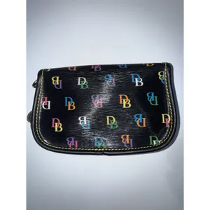 Dooney Bourke Black Rainbow‎ Canvas Coated Monogram Pouch Small With Emblem thumbnail 2