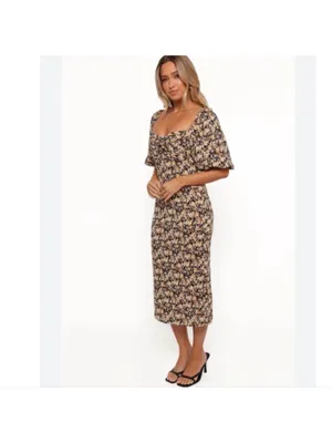 Petal & Pup Oona Midi Dress In Black Ditsy Floral XS nwt HTF thumbnail 4
