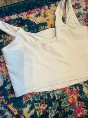 Abercrombie YPB White Square Neck Cropped Tank Top thumbnail 7