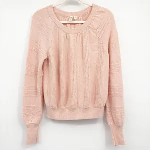 Meadow Rue Anthropologie Womens Peach Textured Boucle Boho Ribbed Sweater Size S thumbnail 2