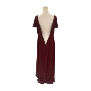 Azazie Rylee Burgundy Chiffon Bridesmaid Dress Size 10 Maxi V-Neck Slit Prom thumbnail 5