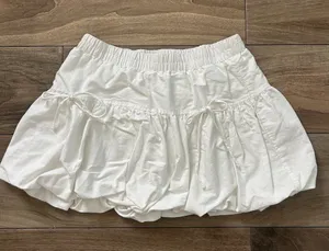 No Boundaries White Bubble Skirt with Ruffle Trim & side bows thumbnail 1