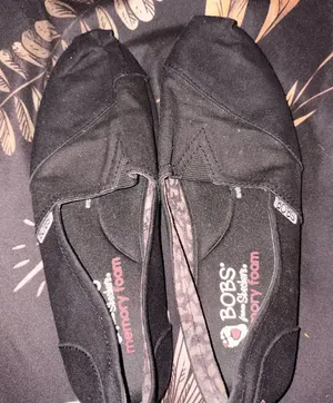 BOBS from Skechers Black Slip-On Canvas Shoes with Patterned Lining thumbnail 1