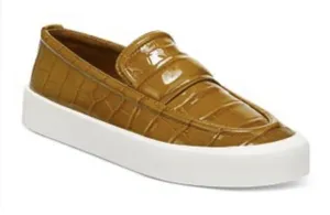 Vince Women's Ghita Golden Leather Loafer Size 6.5 Yellow‎ Brown Croc Embossed thumbnail 1